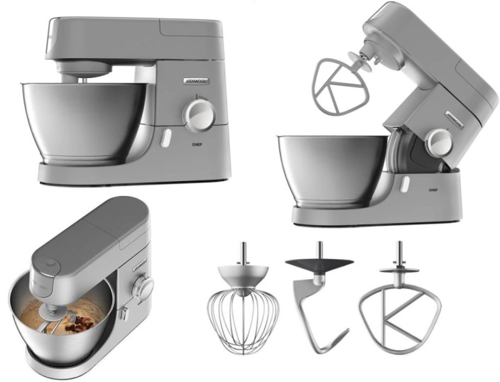 Hi Tek 5 qt White Aluminum Electric Stand Mixer - Includes Dough Hook,  Whisk and Beater - 16 1/4 x 9 x 16 1/2 - 1 count box